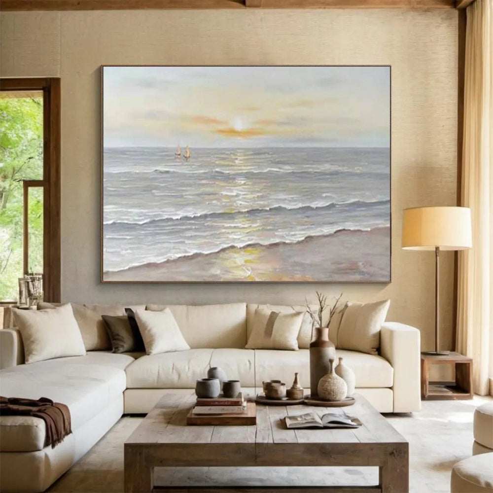evening beach abstract acrylic design 3